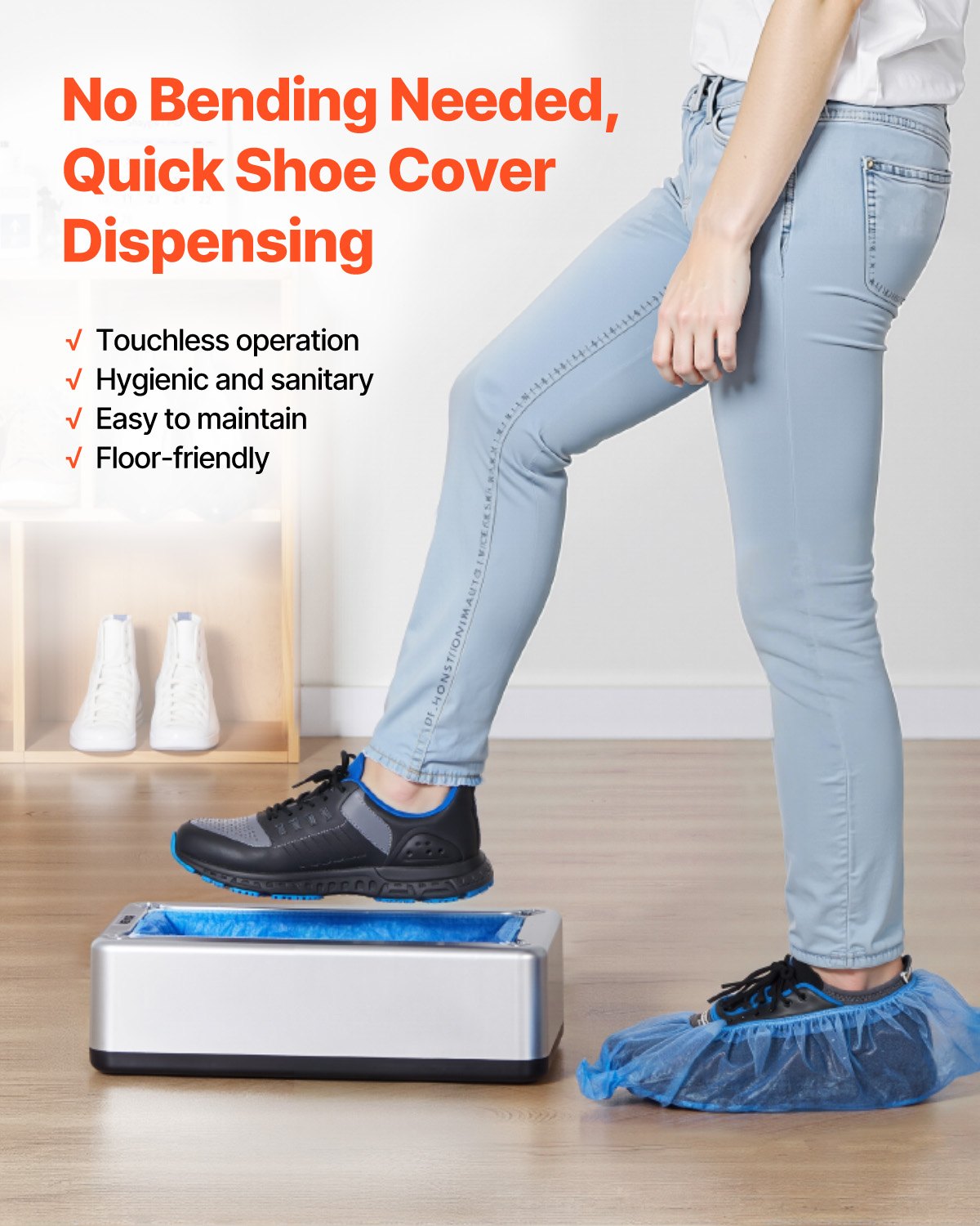 VEVOR Shoe Cover Dispenser Fits Up to US 11 with 100 Disposable Plastic Covers