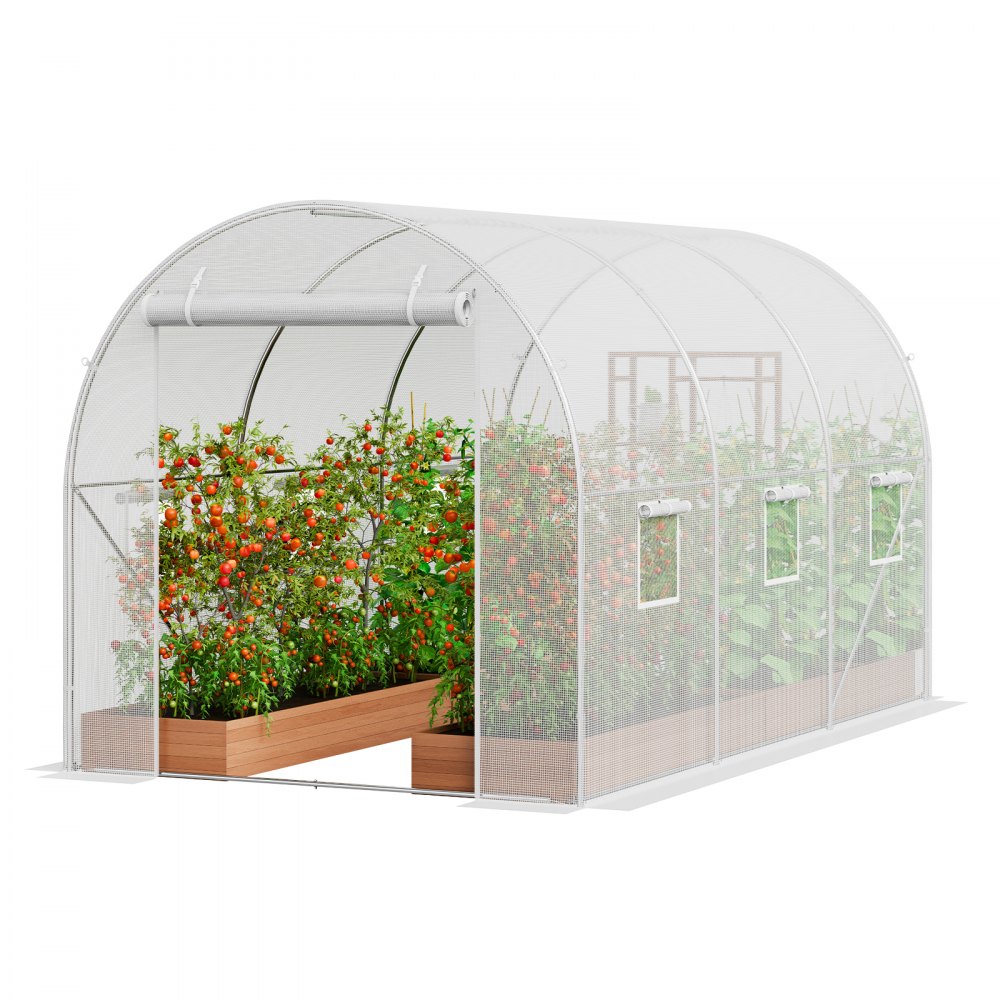 VEVOR Walk-in Tunnel Greenhouse 9.58x6.43x6.23ft Galvanized Frame PE Cover White