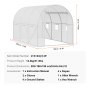 VEVOR Walk-in Tunnel Greenhouse 9.58x6.43x6.23ft Galvanized Frame PE Cover White