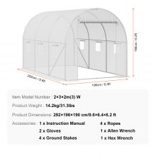 VEVOR kas tunnelkas koudframe tomatenhuis 292x196x190cm wit