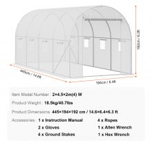 VEVOR kas tunnelkas koudframe tomatenhuis 445x194x192cm wit