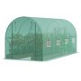 VEVOR Walk-In Tunnelkas, 4,4 x 1,9 x 1,9 m, Polytunnelkas, Plantenkas met gegalvaniseerd stalen frame, groene PE-afdekking, oprolbare ritssluiting en 8 ramen voor buitengebruik