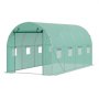 VEVOR Walk-In Tunnelkas, 4,4 x 1,9 x 1,9 m, Polytunnelkas, Plantenkas met gegalvaniseerd stalen frame, groene PE-afdekking, oprolbare ritssluiting en 8 ramen voor buitengebruik