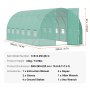 VEVOR Walk-in Tunnel Greenhouse, 19.4x9.7x7.4 ft Hoop House Greenhouse Tunnel, Plant Hot House with Galvanized Steel Frame, Green PE Cover, Swing Door and 12 Roll-up Windows for Outdoor