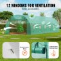 VEVOR Walk-In Tunnelkas, 8,9 x 2,9 x 2,0 m kunststof tunnelkas, plantenkas met gegalvaniseerd stalen frame, groene PE-afdekking, oprolbare ritssluiting en 12 ramen voor buitengebruik