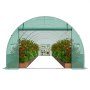 VEVOR Walk-In Tunnelkas, 8,9 x 2,9 x 2,0 m kunststof tunnelkas, plantenkas met gegalvaniseerd stalen frame, groene PE-afdekking, oprolbare ritssluiting en 12 ramen voor buitengebruik