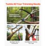 VEVOR Manual Pole Saw, 118-809.3 cm Extendable Pole Tree Pruner with Scissors, Sharp 65Mn Steel Blade, Lightweight Fiberglass Handle Pole, for High Branch Trimming, Pruning Tool for Palms and Shrubs