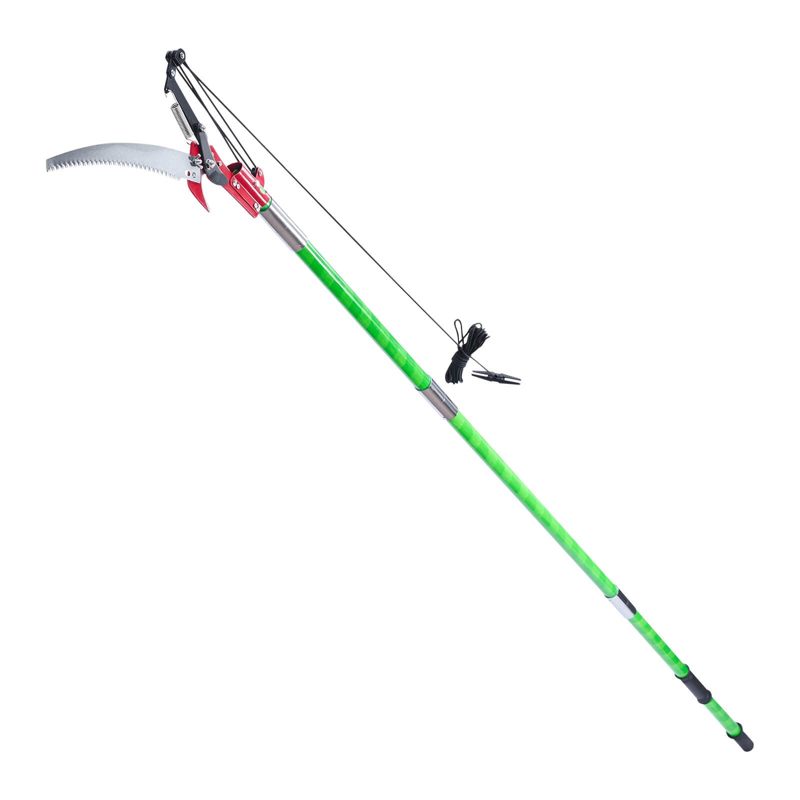 VEVOR takkenzaag met telescopische steel, verstelbaar van 215,3-809,3 cm, scherp zaagblad van 65Mn staal, lichtgewicht glasvezelstok, telescopische boomzaag voor het snoeien van hoge takken, (incl. boomschaar)