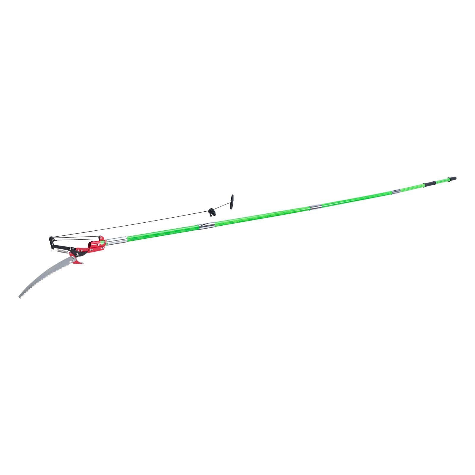 VEVOR takkenzaag met telescopische steel, verstelbaar van 215,3-809,3 cm, scherp zaagblad van 65Mn staal, lichtgewicht glasvezelstok, telescopische boomzaag voor het snoeien van hoge takken, (incl. boomschaar)