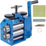 VEVOR Rolling Mill 4.4"/112mm Jewelry Rolling Mill Machine Gear Ratio 1:2.5 Wire Roller Mill 0.1-7mm Press Thickness Manual Combination Rolling Mill with Iron Roller for Jewelry Sheet Semicircle Patte