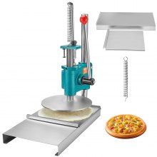 VEVOR handmatige pizzadeegpers 24 cm, 5 mm dikte maakmachine voor het persen van pizza handkeuken, keuken pizzadeegpers, commerciële roestvrijstalen deegroller zilver