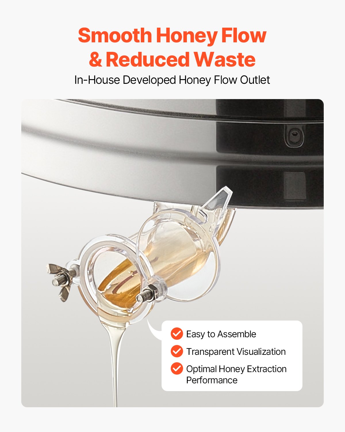 VEVOR Honing Extractor, Handmatige Tangentiële Extractor met 6 Frames en Transparant Deksel, Roestvrijstalen Honing Extractor met Hoogte Verstelbare Standaard, Honingraat Extractie Centrifuge Apparatuur Imker