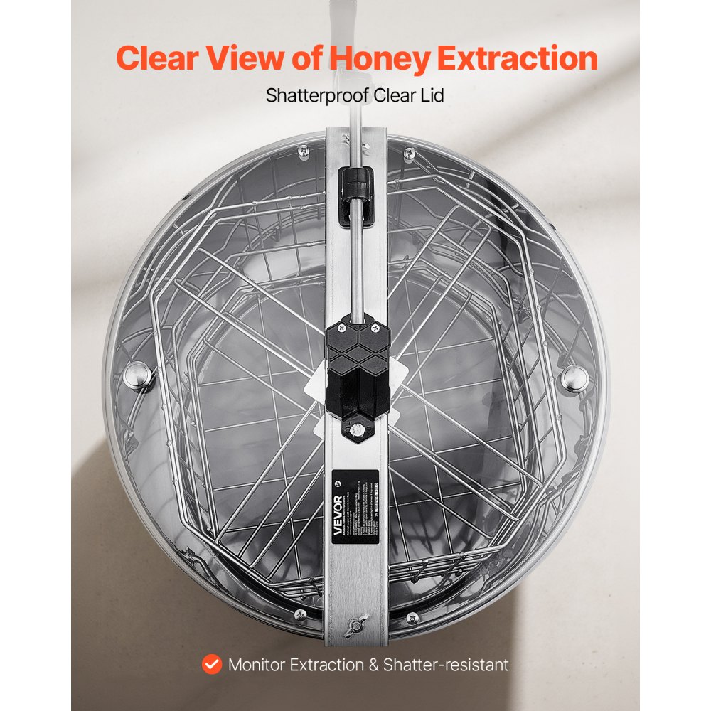 VEVOR Honey Extractor, 4/8 Frame Manual Honey Spinner with Transparent Lid, Stainless Steel Honeycomb Drum Spinner with Height Adjustable Stand, Honeycomb Extraction Equipment for Beekeeping