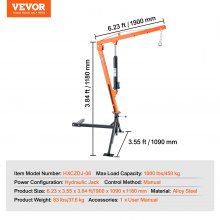 VEVOR pick-up kraan laadkraan zwenkkraan hijskraan staal 450kg 360° werkplaatskraan