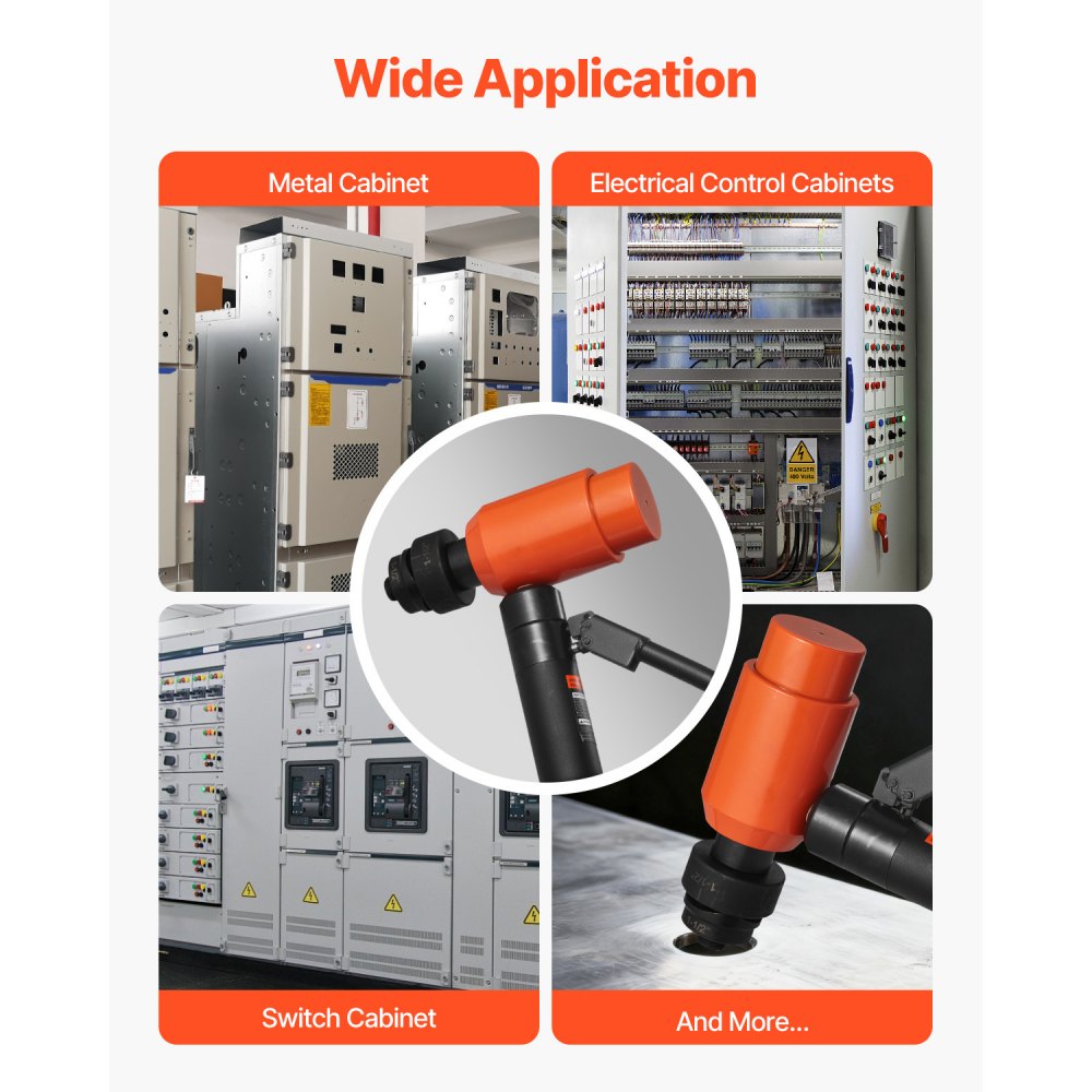 VEVOR stripgereedschapset, 15 t hydraulische stripgereedschapset, 12,7 tot 101,6 mm KO-gereedschapset, gatmaakgereedschap, KO-gereedschapset met 10 matrijzen voor metalen schakelkasten, schakelkasten