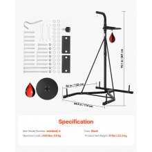 VEVOR 2 in 1 bokszakstandaard, bokszakframe, bokstrainingsapparatuur, 65 kg