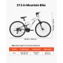 VEVOR mountainbike voor dames en heren, 27,5 inch, 18 versnellingen, zwart-wit, ideaal voor volwassenen, frame van koolstofstaal, volledige vering, draagvermogen van 120 kg, bel, reflectoren en verstelbaar zadel.