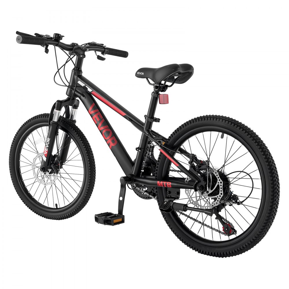 VEVOR Mountain Bike for Men and Women 20 inch Outdoor Bicycle 21 Speeds, Adult Bike, Front Suspension, Adjustable Saddle, All-Terrain Tires, High Carbon Steel Frame, Dual Disc Brake, Pre-Assembled