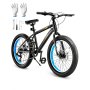VEVOR Mountainbike MTB-fiets (50,8 cm) met 7 versnellingen, comfortabel zadel, dubbele schijfremmen, frame van koolstofstaal, sportfiets met dikke banden voor trailsneeuw