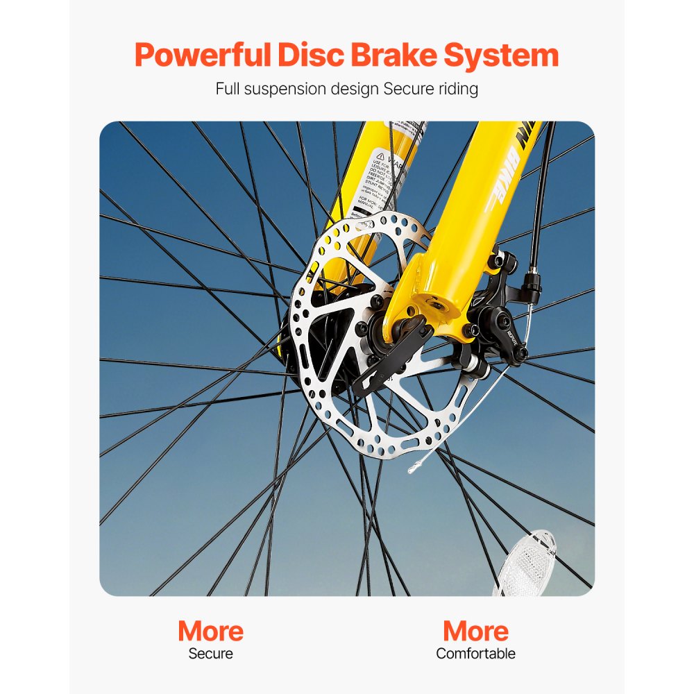 VEVOR Mountain Bike, 29 inch MTB Bicycle with Full Dual Suspension, 24 Speeds Twist Shifting, Comfort Saddle, Dual Disc Brakes, Aluminum Alloy Frame, Adult Sport Cycling Bicycle for Men Women Trail Snow