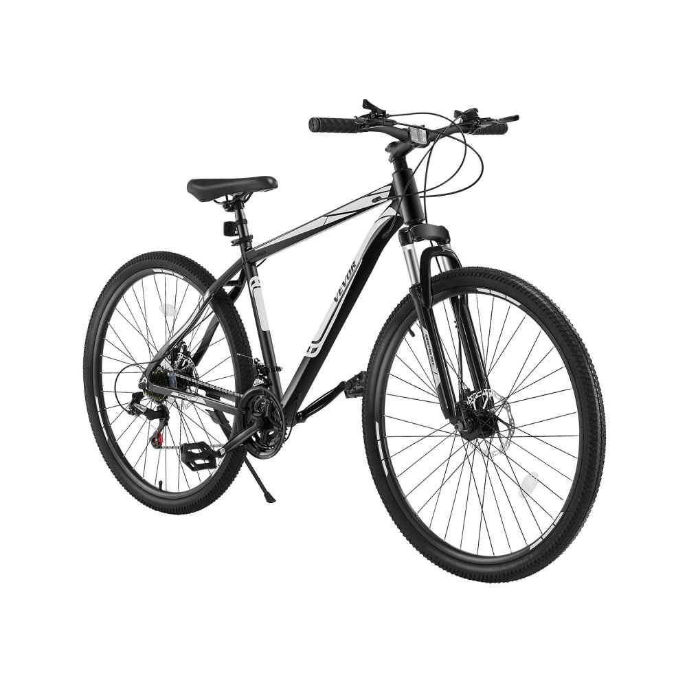 VEVOR Mountainbike MTB-fiets (29") met 21 versnellingen, comfortabel zadel, dubbele schijfremmen, aluminium frame, sportfiets voor mannen en vrouwen, trailsneeuw