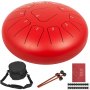 BuoQua Steel Tongue Drum 11 Notes 12 Inches Handpan Steel Drum Red Handpan Drum Hand Drums Percussion Instrument with Bag