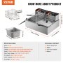 VEVOR Commerciële Elektrische Friteuse, 12L Grote Elektrische Friteuse voor Op het Aanrecht met Uitneembare Dubbele Mand, 5000W Roestvrijstalen Dubbele Friteuse voor Keuken, Restaurant