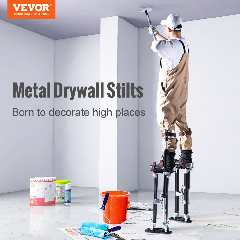 VEVOR aluminium stelten – in hoogte verstelbaar van 61 tot 102 cm (24 tot 40 inch), draagvermogen 103 kg voor gipsplaten, schilderen, renovatie en boomverzorging, antislip rubberen voetjes en schokdemping voor maximale veiligheid