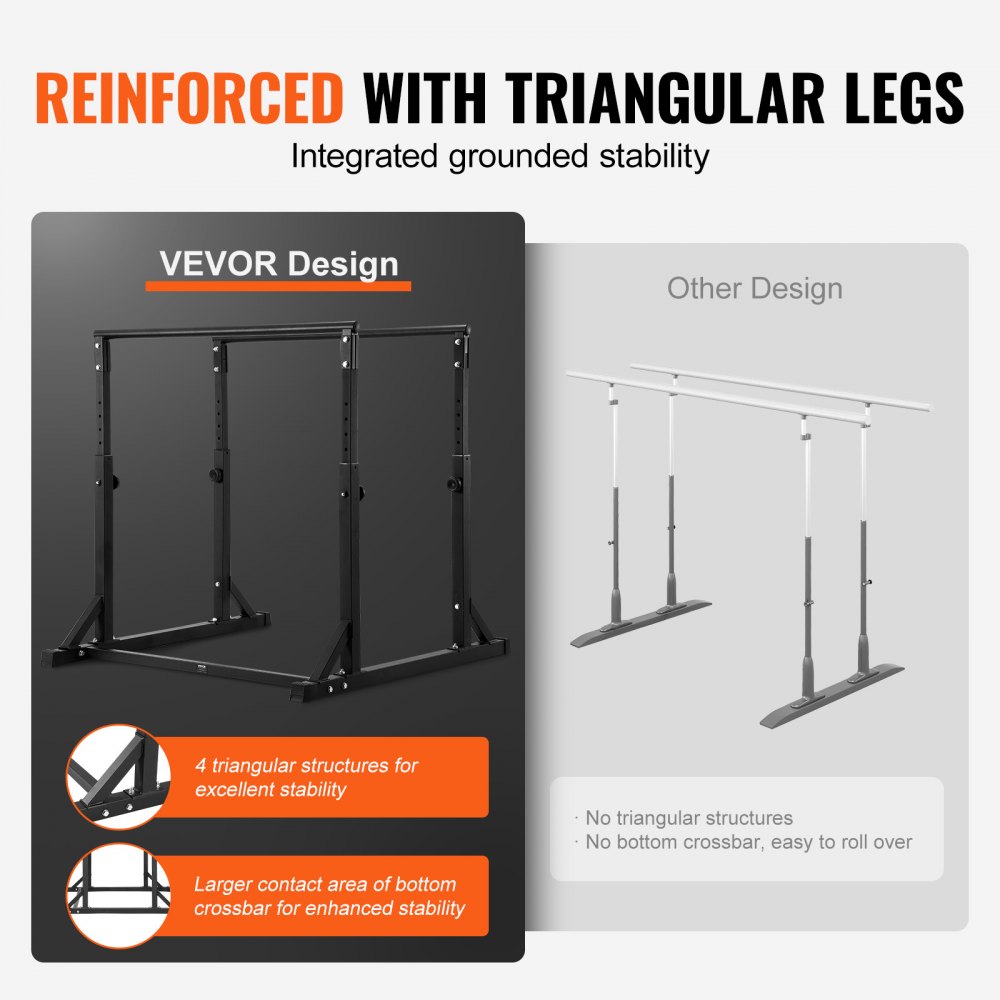 VEVOR Dip Bar, Heavy-Duty Dip Stand Station, Verstelbaar 363 kg, Fitness Workout Dip Bar Station Stabilisator Parallette Push-Up Stand, Parallelle staven voor krachttraining in de sportschool aan huis