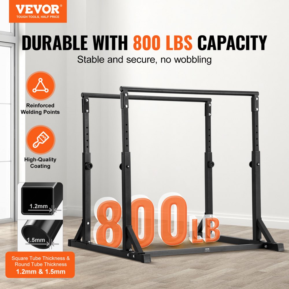 VEVOR Dip Bar, Heavy-Duty Dip Stand Station, Verstelbaar 363 kg, Fitness Workout Dip Bar Station Stabilisator Parallette Push-Up Stand, Parallelle staven voor krachttraining in de sportschool aan huis