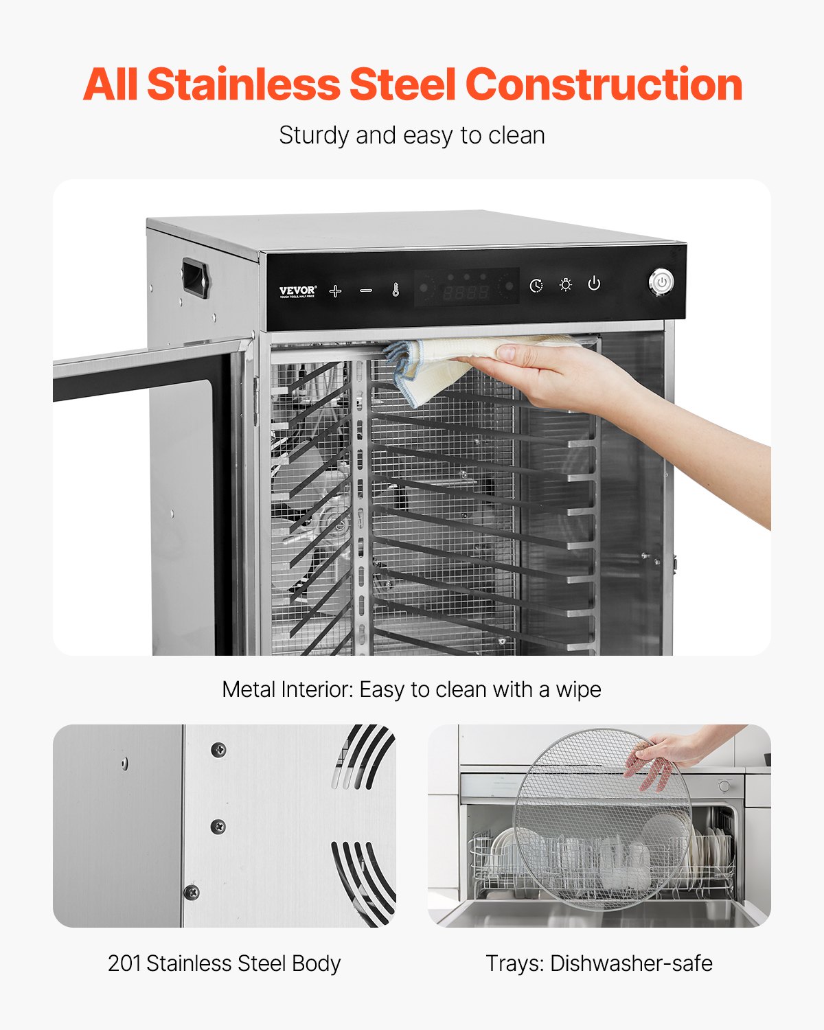 VEVOR Rotary Food Dehydrator Machine, 12 Stainless Steel Trays, 800W Electric Food Dryer with Adjustable Temperature & 24-Hour Timer, Freeze Dryer for Jerky, Meat, Fruit, Vegetables, Herbs, Dog Treats