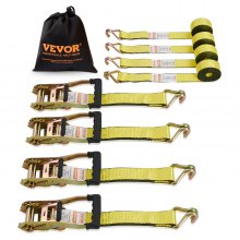 VEVOR Set of 4 Tie Down Straps 0.05 x 4.6 m Lashing Strap 2268 kg Ratchet Tie Down Strap Polyester Strap and Carbon Steel Hook Fastening Strap Ratchet Tie Down Strap Ideal for Motorcycles Bicycles Kayaks UTV Boats ATV