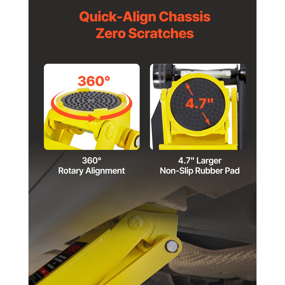 VEVOR Low Profile Floor Jack, 4 Ton (8818 lbs) Capacity, Steel Racing Floor Jack with Dual Pistons Quick Lift Pump, Hydraulic Trolley Car Lift for Sport Utility Vehicle, Lifting Range 3.9-21.5 Inches