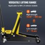 VEVOR floor jack with versatile lifting range from 3" to 19.49", suitable for 99% of vehicle models.