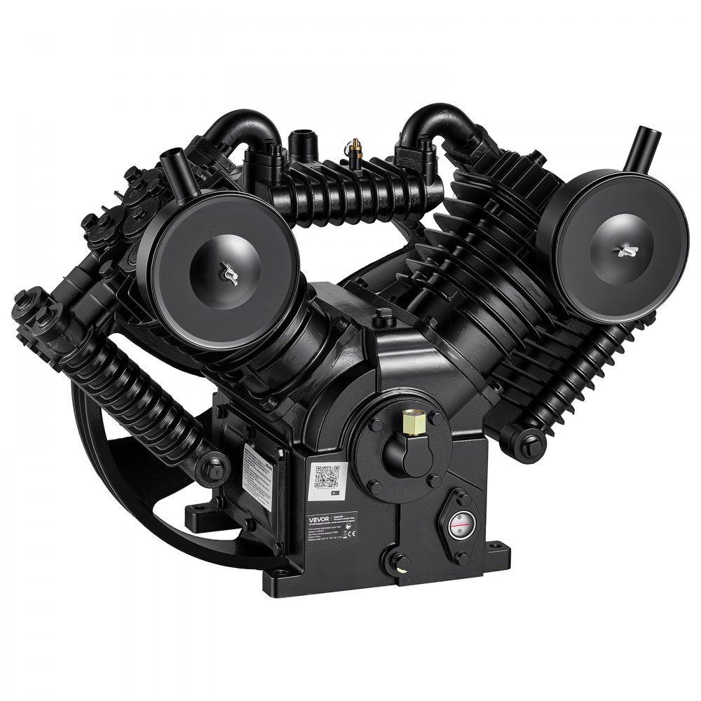 VEVOR luchtcompressorpompkop 10 pk 12 bar persluchtunit 4 cilinders, compressorunit voor werkplaats en garage, gietijzeren vervangingskop, tweetraps, 850 l/min luchtdebiet, met poelie