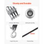 VEVOR 4400 lbs Breaking Strength 100 FT Rope Pulley Hoist, 5:1 Lifting Power Heavy Duty Pulley System with 2pcs Soft Loops, Metal Wheels Bearing Structure, Block and Tackle for Lifting Heavy Objects