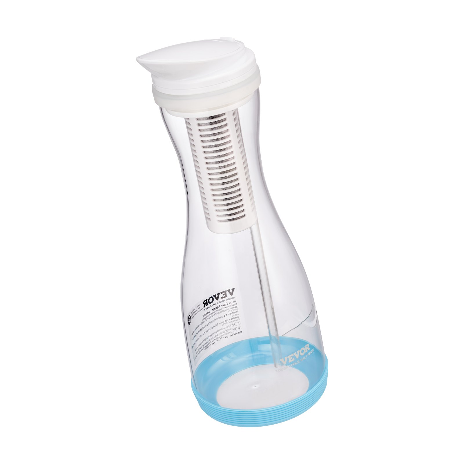 VEVOR Water Filter Pitcher, 6 Cup Glass Water Filter Dispenser, Fast & Compact Fridge-friendly Water Filtration System, No BPA, Lasts 3 Months or 211 Gallons, Reduces Chlorine, Rust, Odors, PFOA/PFOS