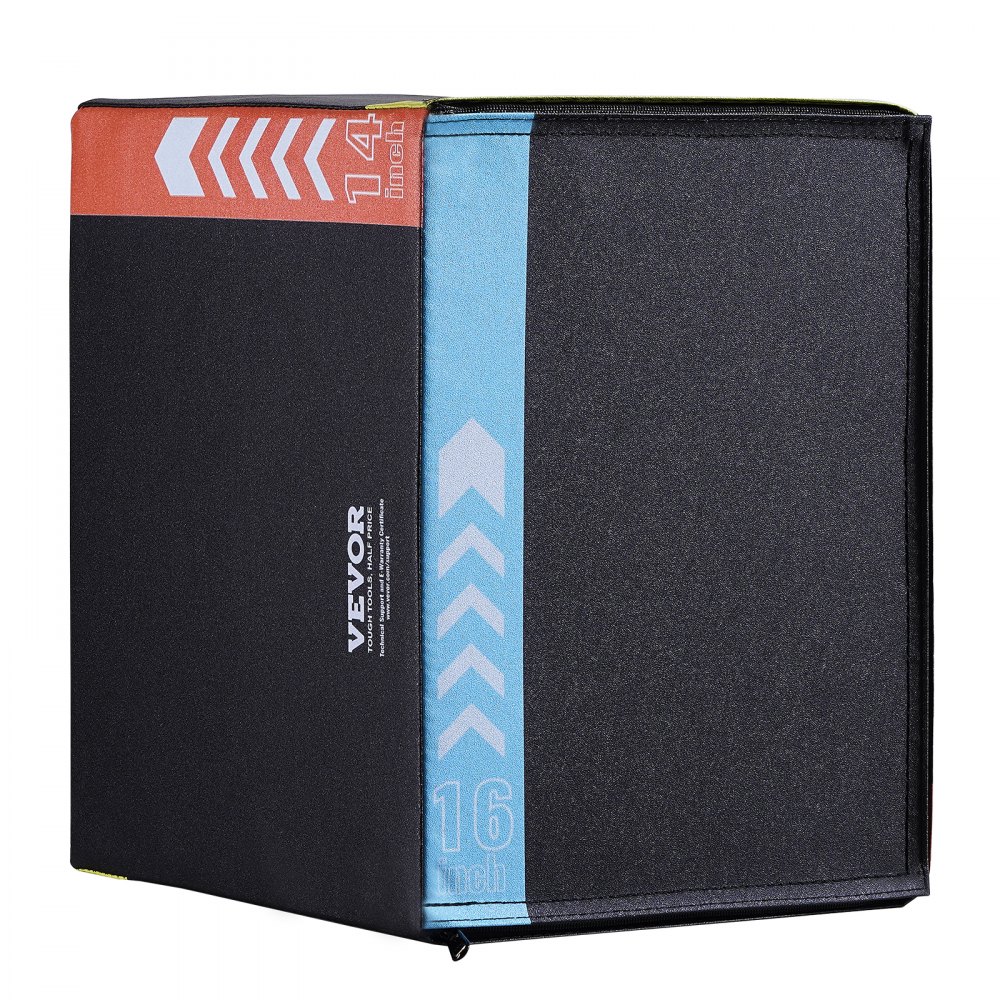 VEVOR 3 in 1 Plyometric Jump Box, 16/14/12 Inch Cotton Plyo Box, Platform & Jumping Agility Box, Anti-Slip Fitness Exercise Step Up Box for Home Gym Training, Conditioning Strength Training, Black