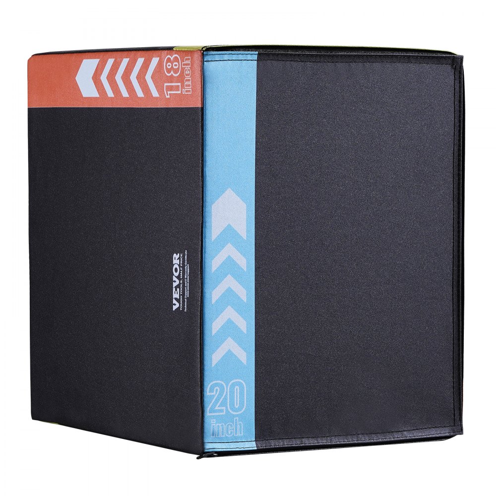 VEVOR 3-in-1 plyometrische jumpbox, 20/18/16 inch katoenen plyobox, draagvermogen 100 kg, antislip fitness-oefenbox voor thuis, springkrachttraining, zwart, verstelbare hoogte