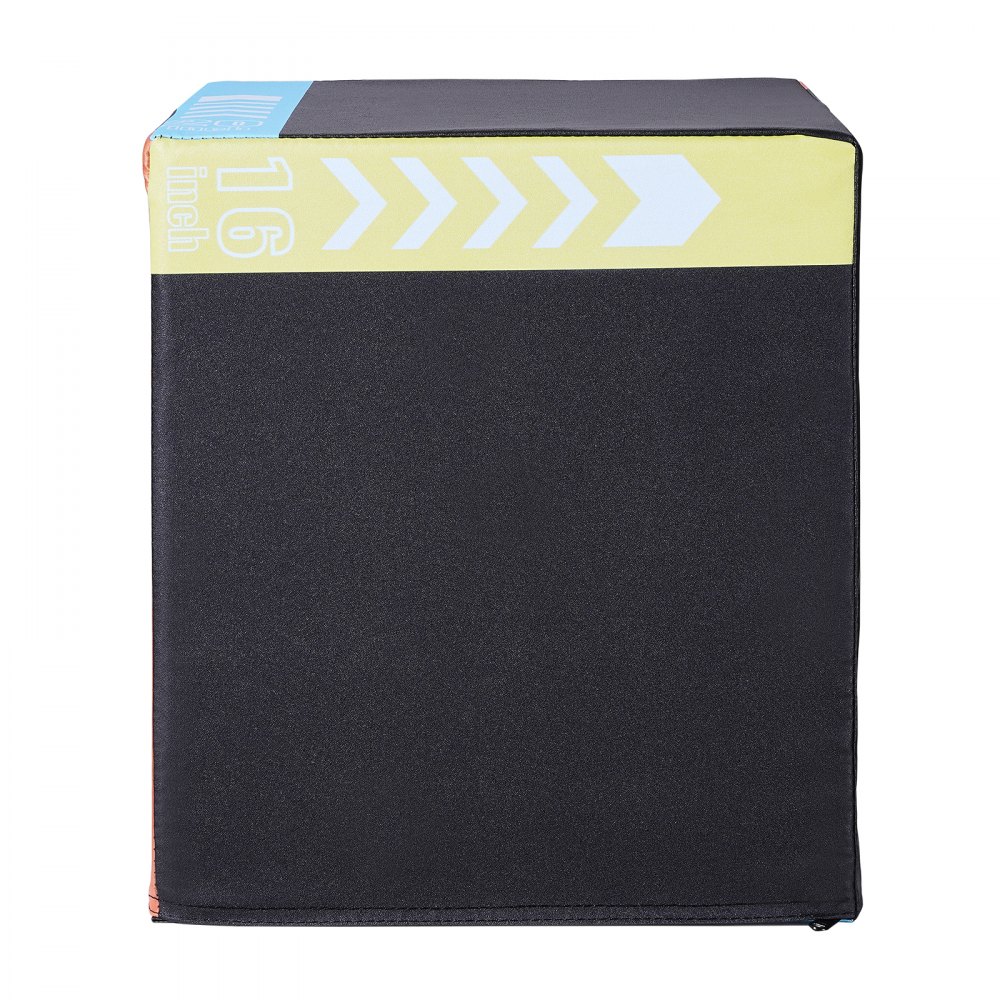 VEVOR 3-in-1 plyometrische jumpbox, 20/18/16 inch katoenen plyobox, draagvermogen 100 kg, antislip fitness-oefenbox voor thuis, springkrachttraining, zwart, verstelbare hoogte