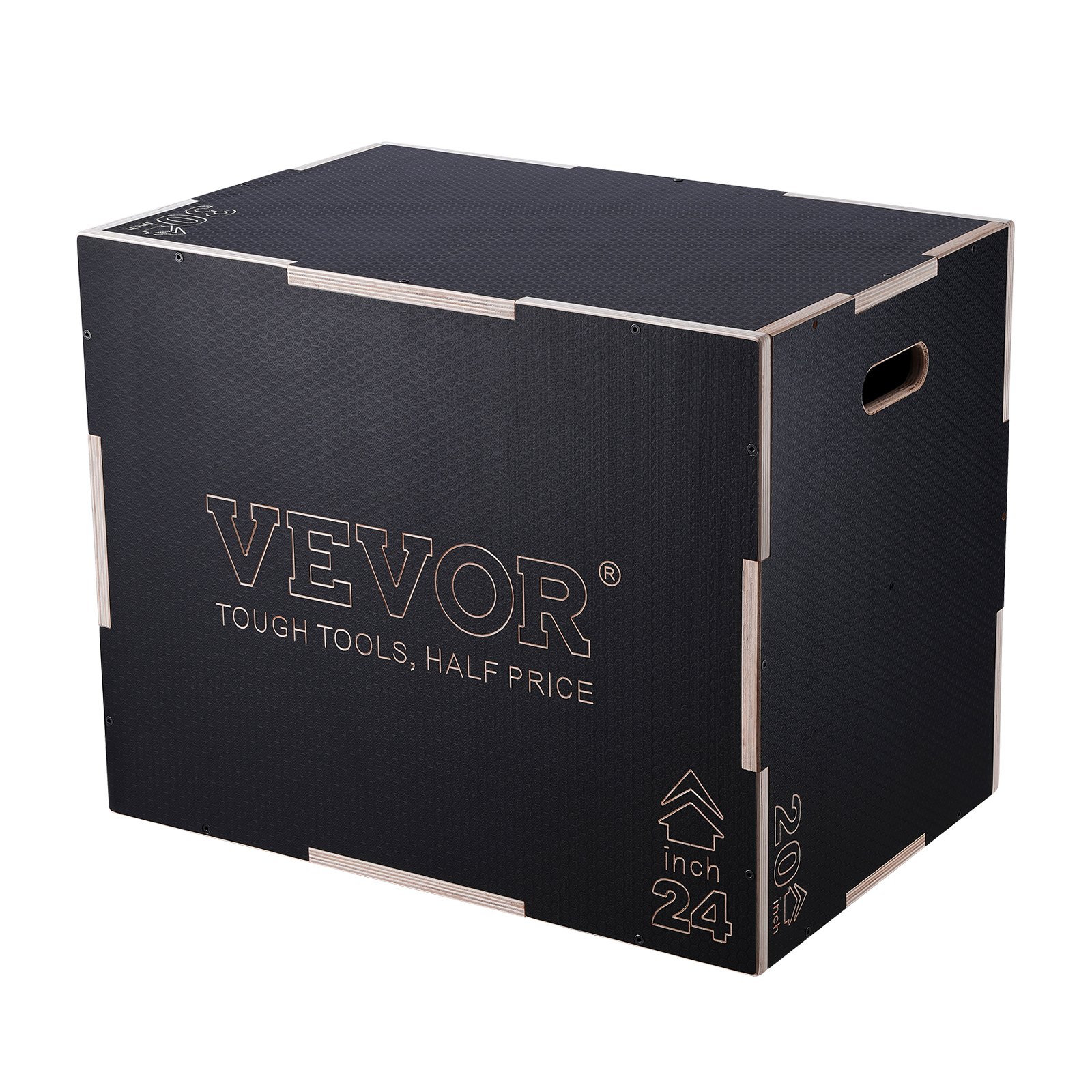 VEVOR 3-in-1 plyometrische jumpbox 30/24/20-inch plyobox, jumpbox 204 kg laadvermogen, fitnessoefening step-up box voor thuistraining, jump strength training zwart verstelbare hoogte