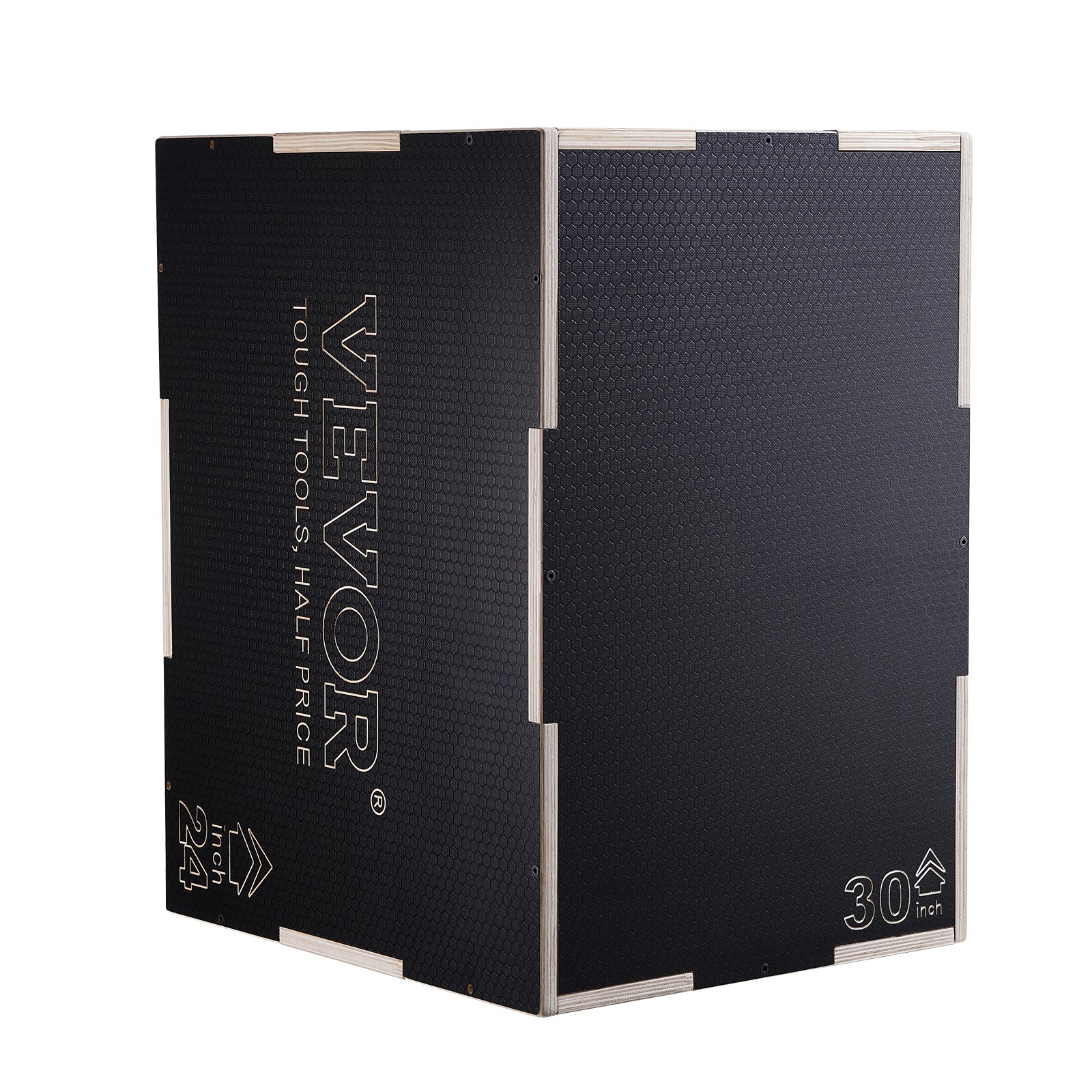VEVOR 3-in-1 plyometrische jumpbox 30/24/20-inch plyobox, jumpbox 204 kg laadvermogen, fitnessoefening step-up box voor thuistraining, jump strength training zwart verstelbare hoogte