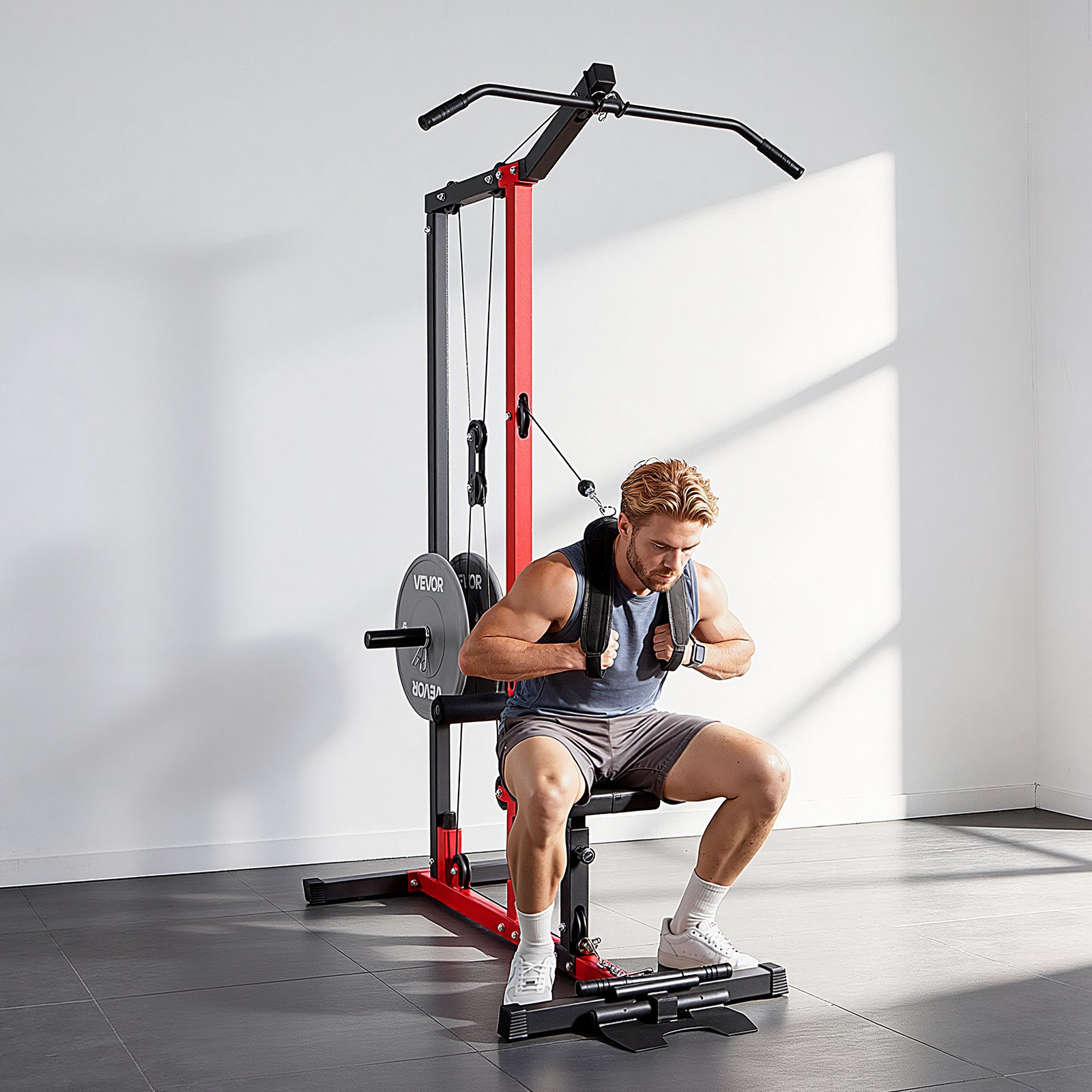 VEVOR Lat Pulldown Station, 3-in-1 Lat Pulldown Tower, Power Station met Lat Pulldown Bar & Cable Pulley, Draagvermogen tot 181 kg, Krachttraining voor Rug, Armen, Schouders, Buikspieren, Lat Pulldown Machine voor Thuisfitnesscentrum, Zwart