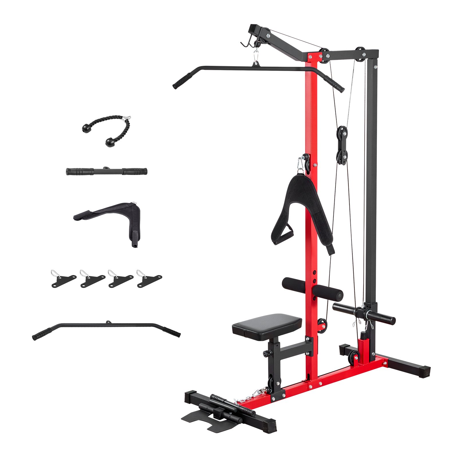 VEVOR Lat Pulldown Station, 3-in-1 Lat Pulldown Tower, Power Station met Lat Pulldown Bar & Cable Pulley, Draagvermogen tot 181 kg, Krachttraining voor Rug, Armen, Schouders, Buikspieren, Lat Pulldown Machine voor Thuisfitnesscentrum, Zwart