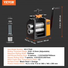 VEVOR Rolling Mill, 2.95"/75 mm Jewelry Rolling Mill Machine, 1: 2 Gear Ratio, 3-in-1 Multi-function Rolling Mill, 0.03-6.5mm Press Thickness for Metal Jewelry Making Sheet Square Wire Semicircle