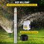 VEVOR Deep Well Pump, 2 hp 220V 50 Hz, Submersible Durable Stainless Steel, 1.5" Water Outlet with 131 FT Cable Wire & Control Box, for Farmland Irrigation, Domestic Supply, Deep/Shadow Well