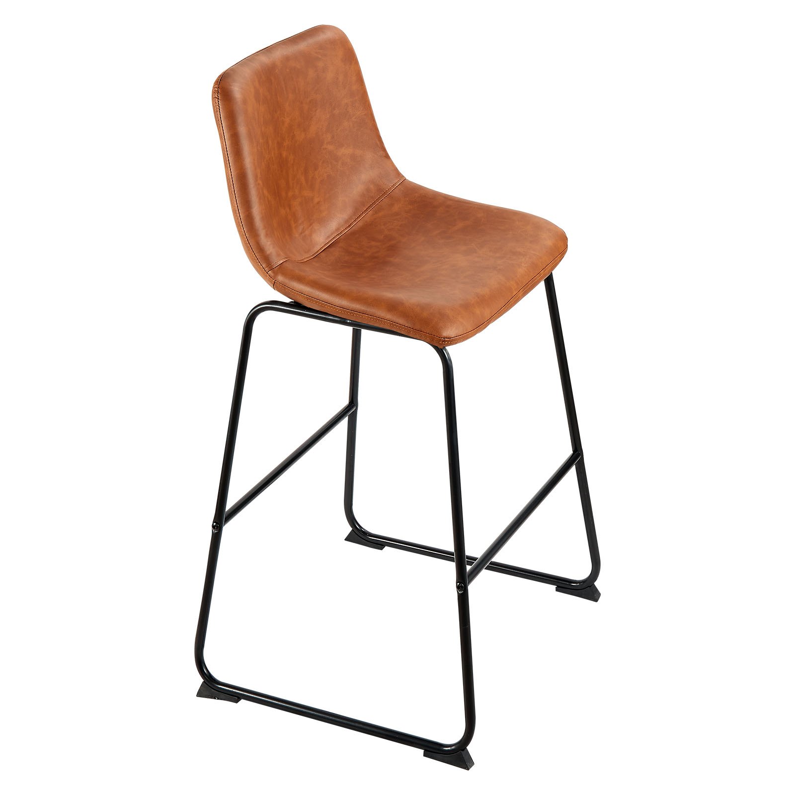 VEVOR Barkrukken Set van 4 (945 mm hoog) Keukenstoelen PU-leren barkrukken met rugleuning en metalen frame, bistrostoel (draagvermogen 149,7 kg) Keuken Eetkamer Keuken Eiland Bar, Bruin