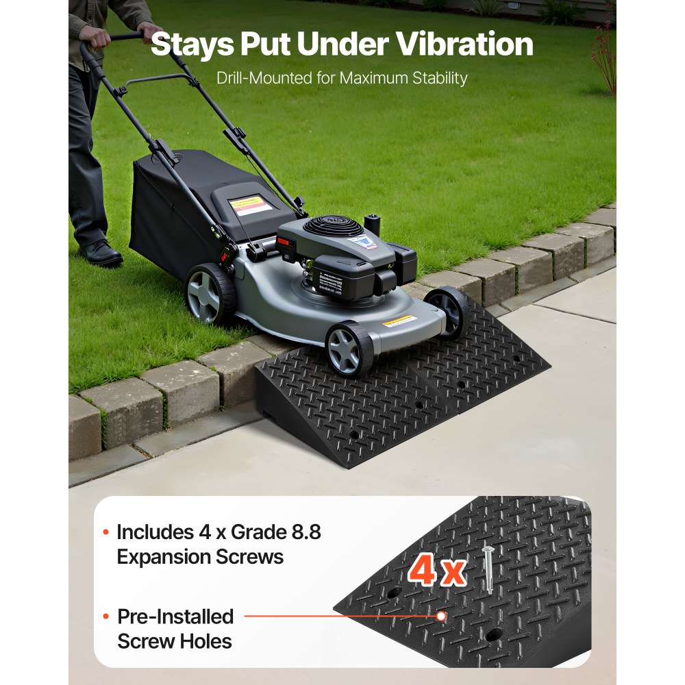 VEVOR Driveway Curb Ramp, 3.175 Tons Load Capacity, 17.8 cm Rise Height Heavy Duty Curbside Bridge Ramp with Drainage Tank for Wheelchairs, Strollers, Motorcycles, Cars, Lawn Mowers & Trailers, 2 Pack