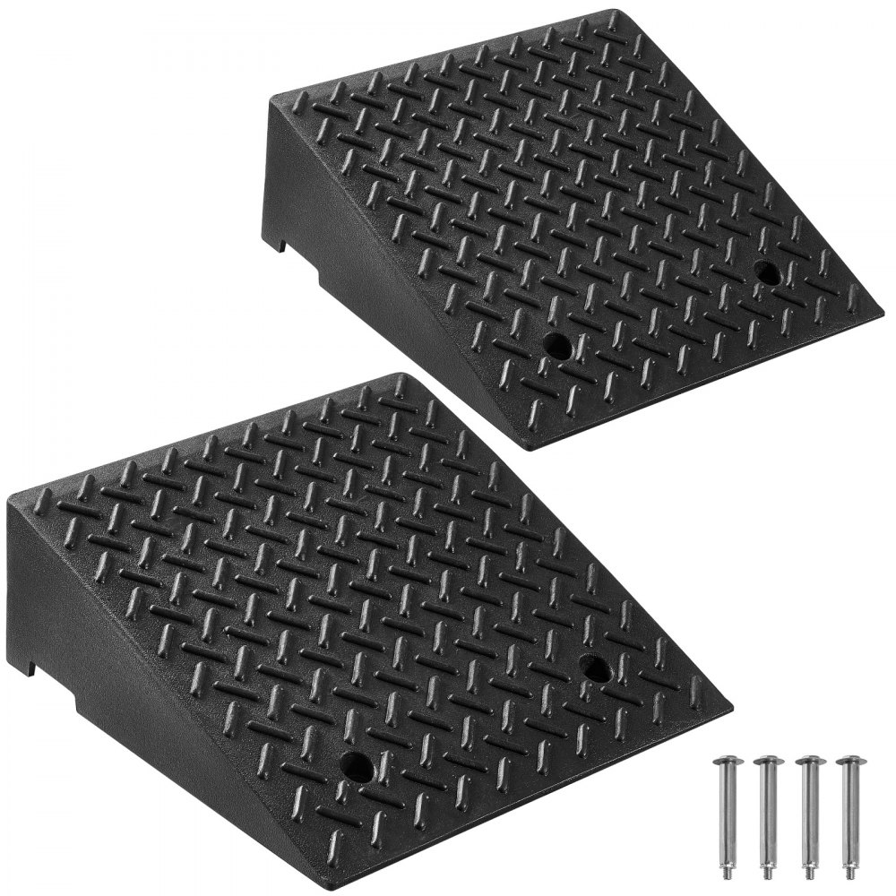 VEVOR Driveway Curb Ramp, 3.175 Tons Load Capacity, 17.8 cm Rise Height Heavy Duty Curbside Bridge Ramp with Drainage Tank for Wheelchairs, Strollers, Motorcycles, Cars, Lawn Mowers & Trailers, 2 Pack