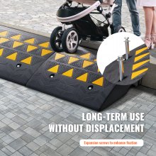 VEVOR 2x drempeloprijplaat massief rubberen deurdrempeloprijplaat max draagvermogen tot 15 ton stoeprandoprijplaat 49,1 x 37 x 15,2 cm